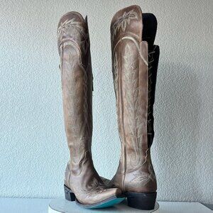 Lane LEXINGTON Over the Knee Womens Cowboy Boots 7 Brown Western Cowgirl Tall